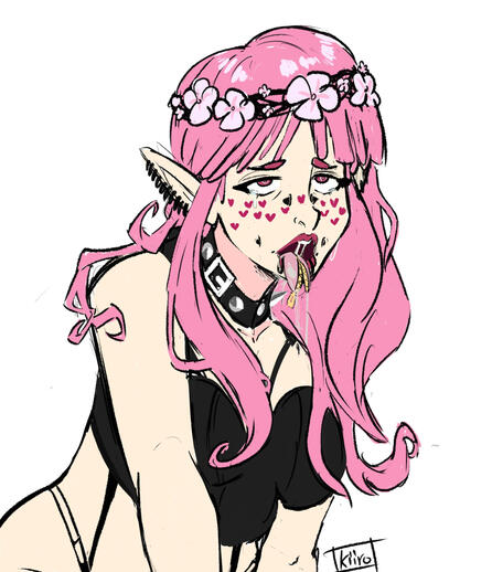 Princess with her old avatar going ahegao. She's got that drooling split tongue action going on..