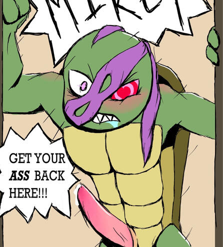 Princess's Art. Donnie is in heart looking feral as he searches for Mikey with his dick out.